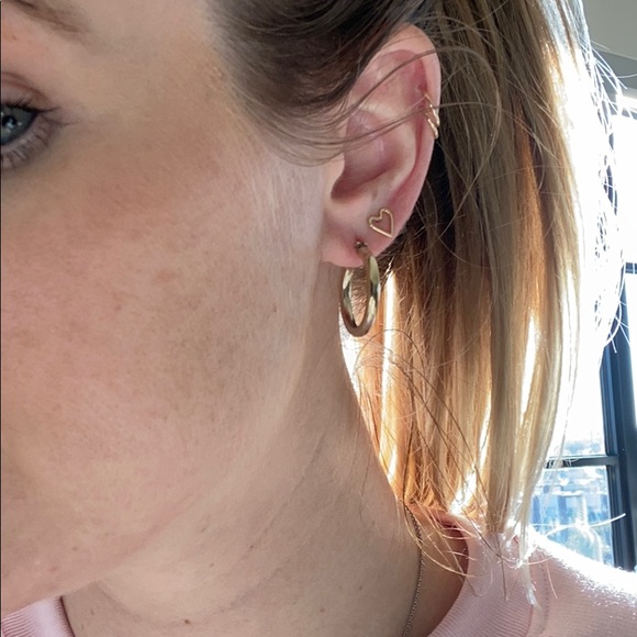 Gold Hollow Hoop Earrings - Picture 6 of 6